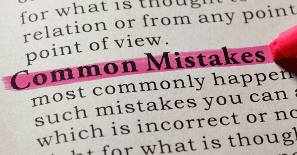 Infographic titled 'Common Mistakes' with icons and text highlighting frequent errors in financial planning, such as underestimating expenses, not saving enough for retirement, lack of emergency funds, ignoring tax implications, and insufficient insurance coverage.